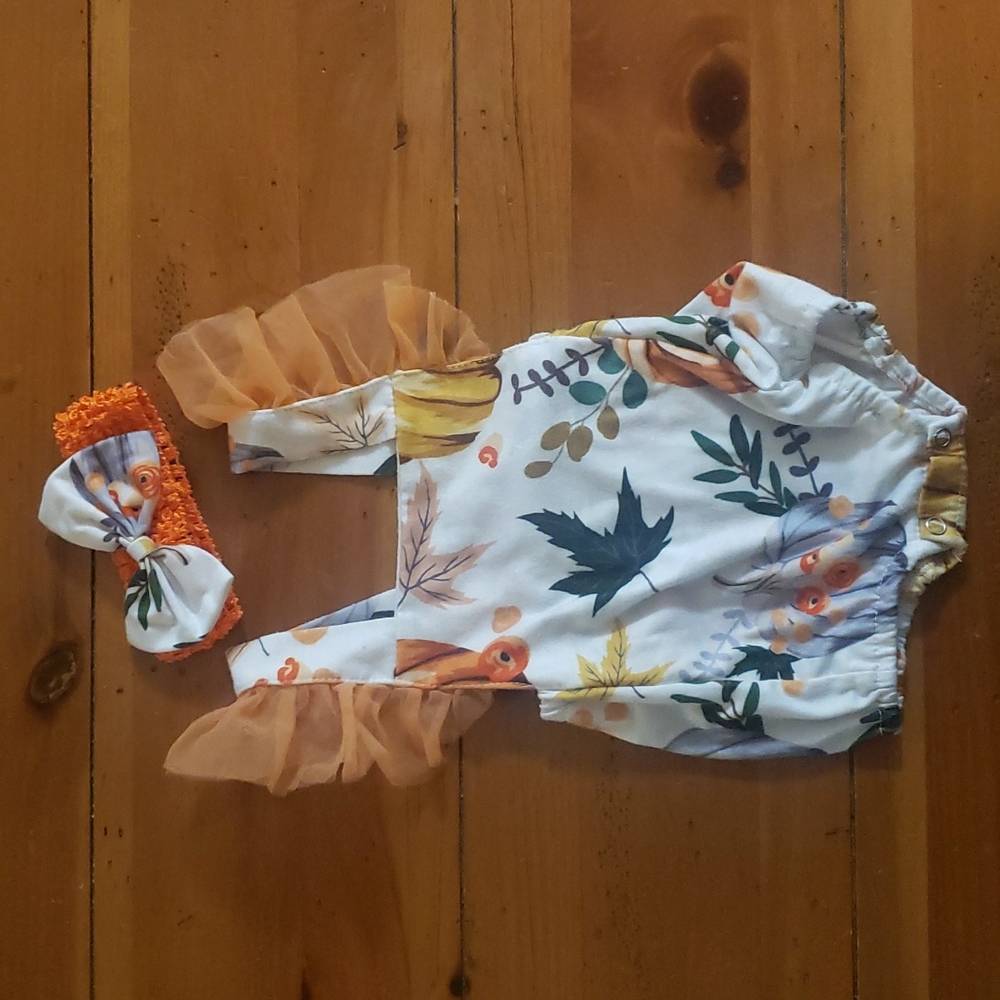 3/$10 - Cute fall baby outfit with headband